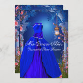 Royal Blue Roos Quinceanera Kaart (Voorkant / Achterkant)