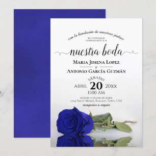Royal Blue Roos Spaans Nuestra Boda Huwelijk Kaart
