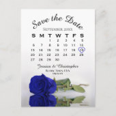 Royal Blue Roos Wedding Calendar Save the Date Aankondigingskaart (Voorkant)
