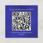 Royal Blue Roos Wedding Details & RSVP QR-code Informatiekaartje (Achterkant)