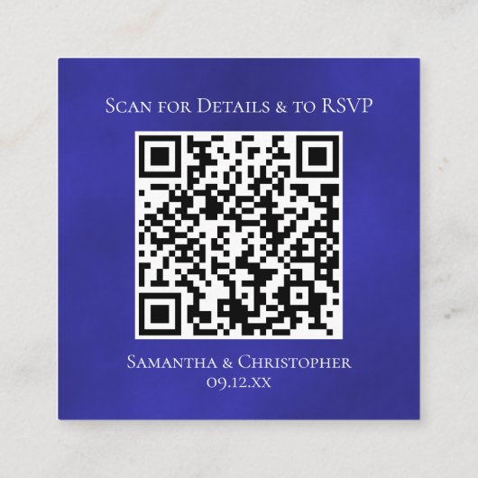 Royal Blue Roos Wedding Details & RSVP QR-code Informatiekaartje (Achterkant)