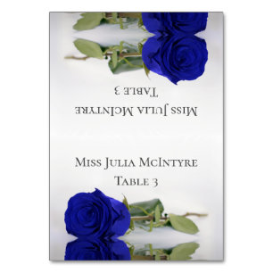 Royal Blue Roos Wedding DIY Fold Place Card Kaart