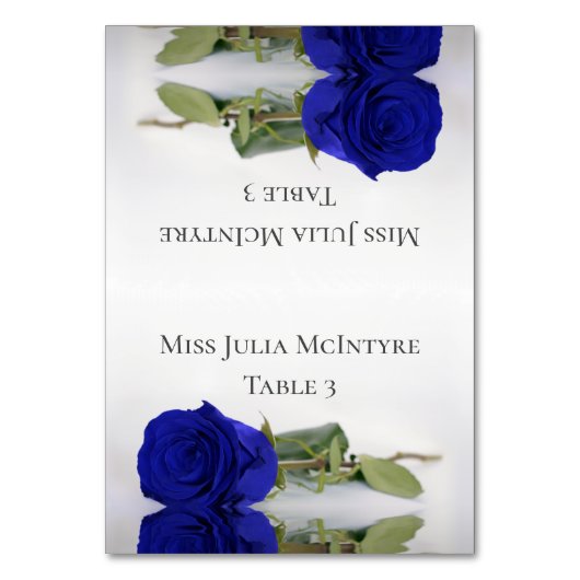 Royal Blue Roos Wedding DIY Fold Place Card Kaart (Voorkant)