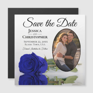 Royal Blue Roos Wedding Save the Date Photo Magnet