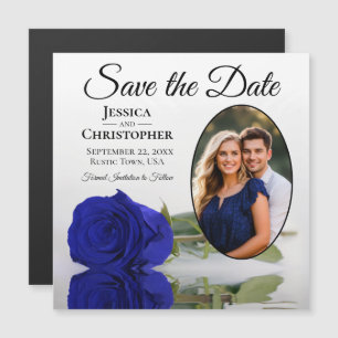 Royal Blue Roos Wedding Save the Date Photo Magnet