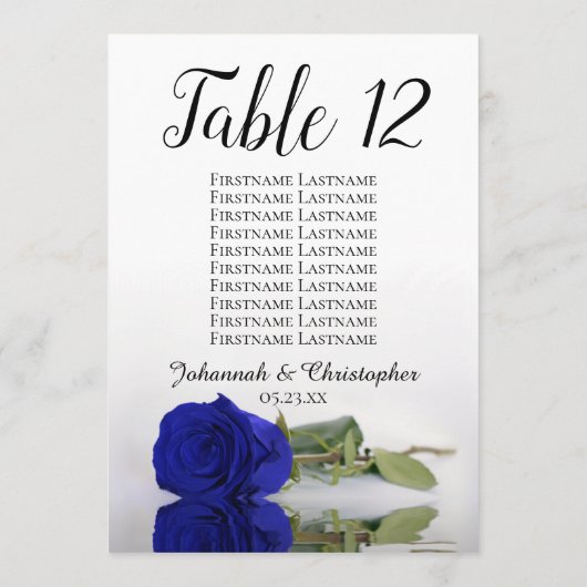 Royal Blue Roos Wedding Table Seating Chart Large (Achterkant)