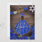 Royal Blue Roos Western Charro Rustic Quinceanera Kaart (Achterkant)