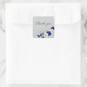 Royal Blue roos Wit Bloemen Grijs Bedankt Vierkante Sticker (Tas)