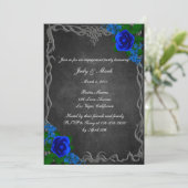 Royal Blue Rose Chalk Board Fall Engagement Party Kaart (Staand voorkant)