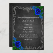 Royal Blue Rose Chalk Board Fall Engagement Party Kaart (Voorkant / Achterkant)