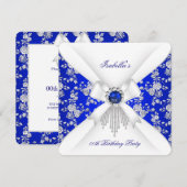 Royal Blue Rose Damask Pearl Birthday Kaart (Voorkant / Achterkant)