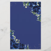 Royal Blue Roses Floral Flowers Menu Sheet  (Achterkant)