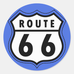 Royal Blue Route 66 Road Sign Ronde Sticker