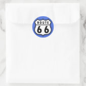 Royal Blue Route 66 verkeersbord Ronde Sticker (Tas)