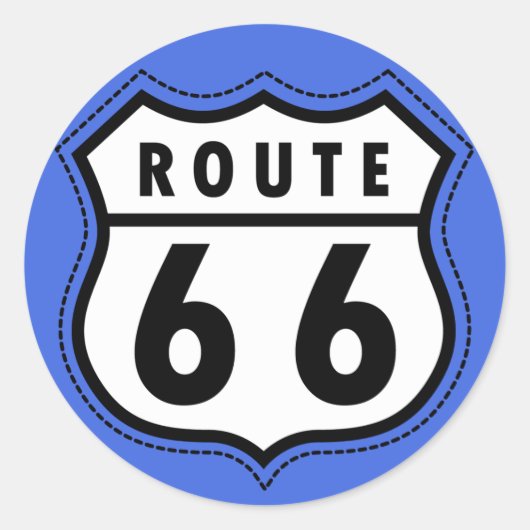 Royal Blue Route 66 verkeersbord Ronde Sticker (Voorkant)
