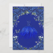 Royal Blue Rozen Bloemenjurk Quinceañera Silver Kaart (Achterkant)