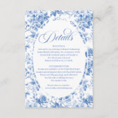 Royal Blue Rozen Bloemstuk Bruiloft Details Kaart (Voorkant)