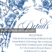 Royal Blue Rozen Bloemstuk Bruiloft Details Kaart