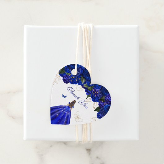 Royal Blue Rozen Elegant Butterfly Blue Gown Bedankjes Labels (In situ)