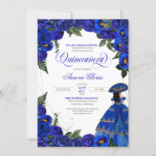 Royal Blue Rozen Elegant Charro Dress Quinceaner Kaart