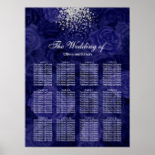 Royal Blue Rozen en een Splash van Silver Glitter Poster (Voorkant)