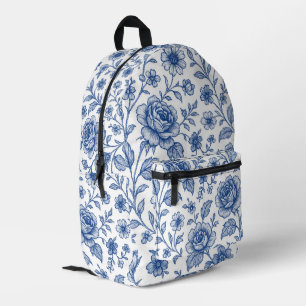 Royal Blue Rozen Floral Pattern Bedrukte Rugzak