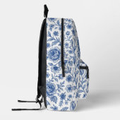 Royal Blue Rozen Floral Pattern Bedrukte Rugzak (Links)