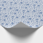 Royal Blue Rozen Floral Pattern Cadeaupapier (Hoek)