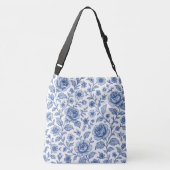 Royal Blue Rozen Floral Pattern Crossbody Tas (Achterkant)