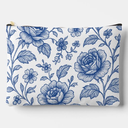 Royal Blue Rozen Floral Pattern Etui (Voorkant)