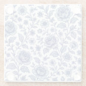 Royal Blue Rozen Floral Pattern Glazen Onderzetter (Achterkant)