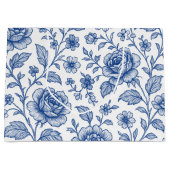 Royal Blue Rozen Floral Pattern Groot Cadeauzakje (Voorkant)