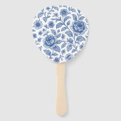 Royal Blue Rozen Floral Pattern Handwaaier (Achterkant)