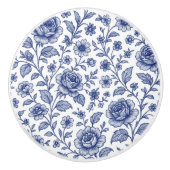 Royal Blue Rozen Floral Pattern Keramische Knop (Voorkant)