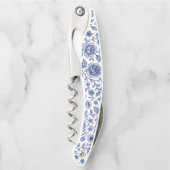 Royal Blue Rozen Floral Pattern Kurkentrekker (Voorkant)