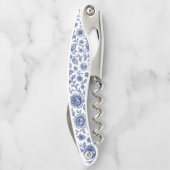 Royal Blue Rozen Floral Pattern Kurkentrekker (Achterkant)