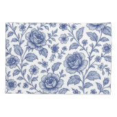 Royal Blue Rozen Floral Pattern Kussensloop (Achterkant)