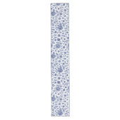 Royal Blue Rozen Floral Pattern Lange Tafelloper (Voorkant)