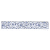 Royal Blue Rozen Floral Pattern Lange Tafelloper (Horizontaal)
