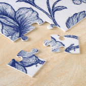 Royal Blue Rozen Floral Pattern Legpuzzel (Zijkant)