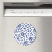Royal Blue Rozen Floral Pattern Magneet (Insitu (Vaatwasser))