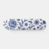 Royal Blue Rozen Floral Pattern Persoonlijk Skateboard (Horizontaal)