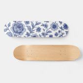 Royal Blue Rozen Floral Pattern Persoonlijk Skateboard (Horizontaal)