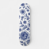 Royal Blue Rozen Floral Pattern Persoonlijk Skateboard (Voorkant)