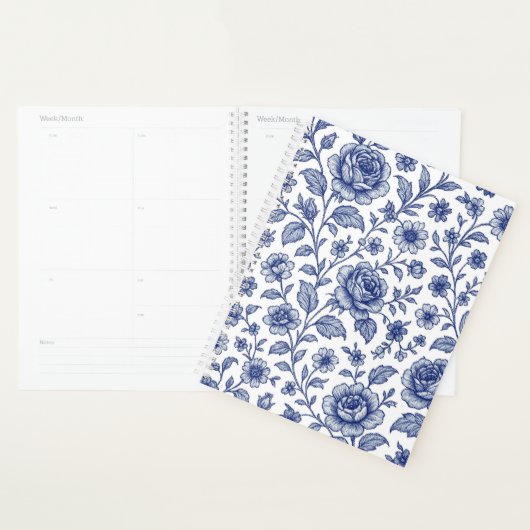 Royal Blue Rozen Floral Pattern Planner (Display)