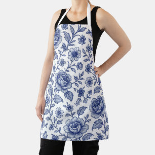 Royal Blue Rozen Floral Pattern Schort