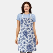 Royal Blue Rozen Floral Pattern Schort (Gedragen)
