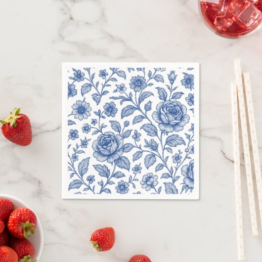 Royal Blue Rozen Floral Pattern Servet (Insitu)