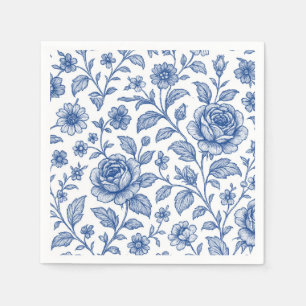 Royal Blue Rozen Floral Pattern Servet
