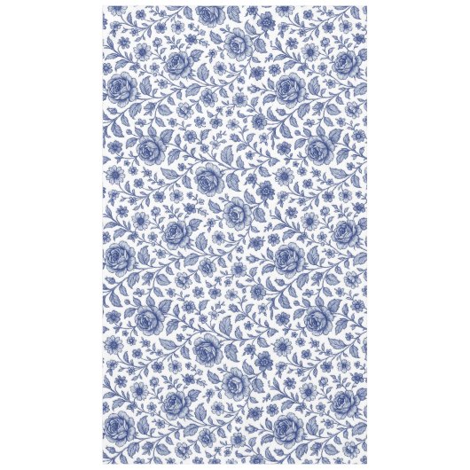 Royal Blue Rozen Floral Pattern Tafelkleed (Voorkant)